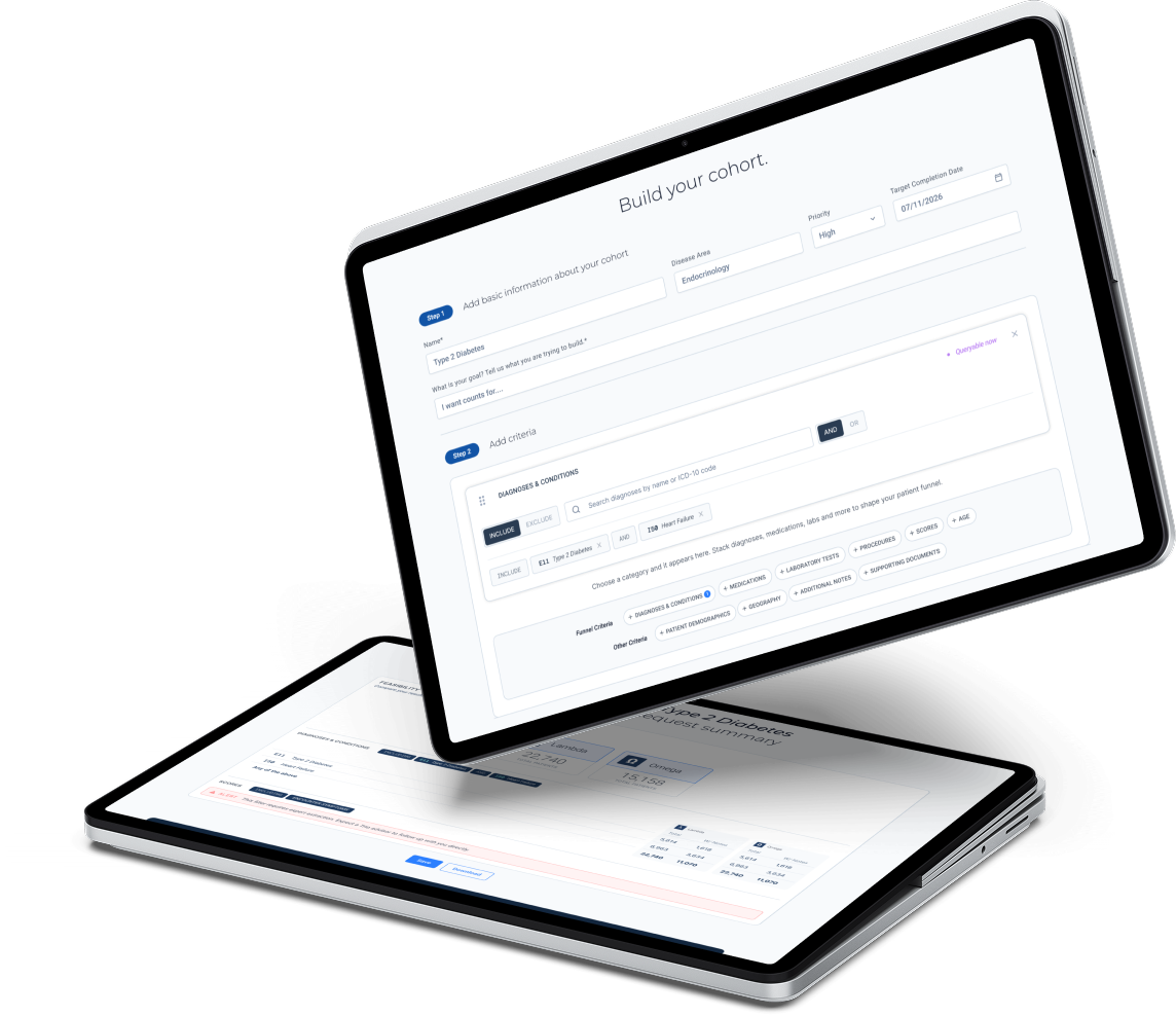 Trio Discovery cohort builder on two tablets